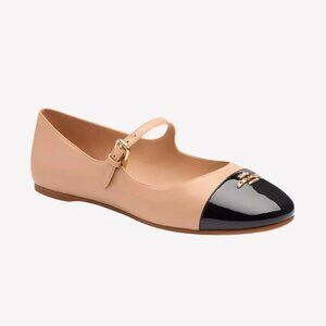 Coach Aubree Mary Jane Flats Shoes Women's Beechwood/Black Leather Rubber sole
